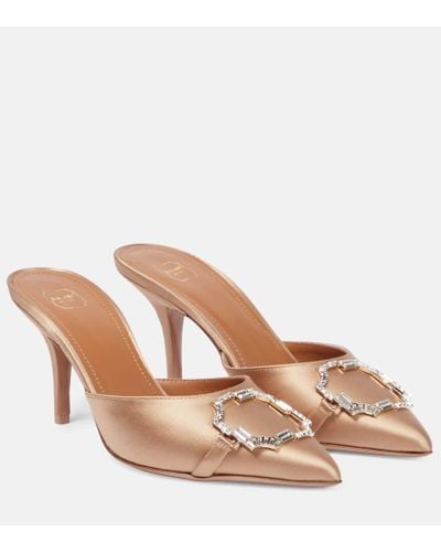 Malone Souliers Missy 85 Embellished Satin Mules - Brown