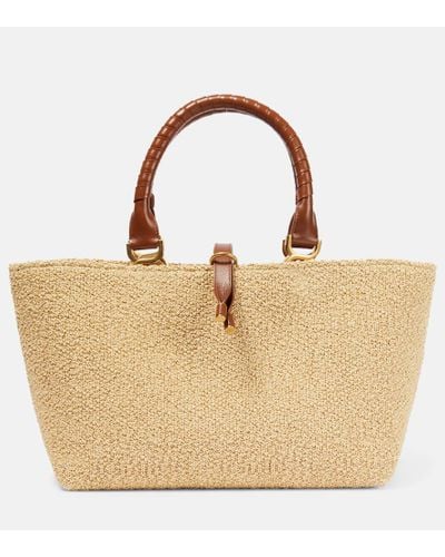 Chloé Marcie Leather-trimmed Tote Bag - Natural