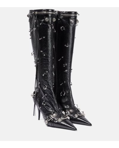 Balenciaga Cagole 90Mm Pointed-Toe Boots - Black