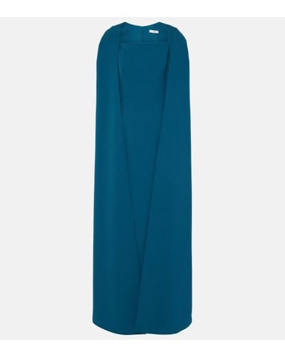 Safiyaa Cinza Caped Crepe Gown - Blue