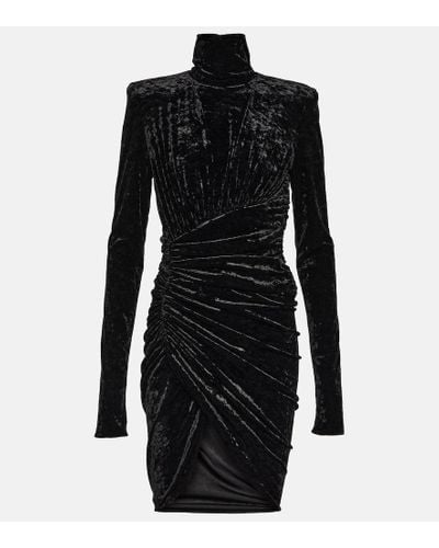 Alexandre Vauthier Draped Velvet Minidress - Black