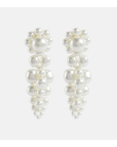 Simone Rocha Boucles d'oreilles a perles fantaisie - Blanc