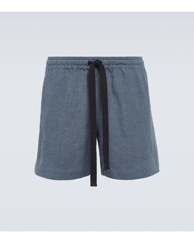Commas Lounge Linen Shorts - Blue