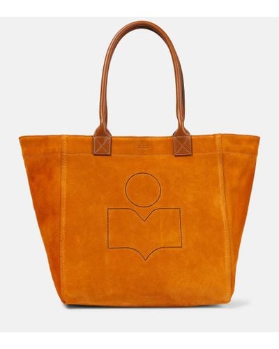 Isabel Marant Yenky Small Logo-embroidered Suede Tote Bag - Orange