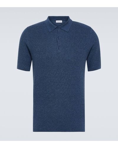 Sunspel Knitted Cotton Polo Shirt - Blue