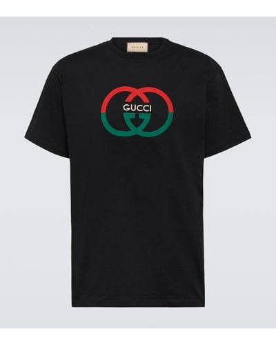 Gucci T-shirt En Jersey De Coton Imprimé - Noir