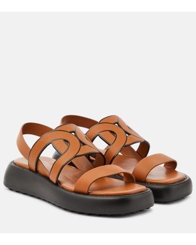 Tod's Catena Leather Sandals - Brown