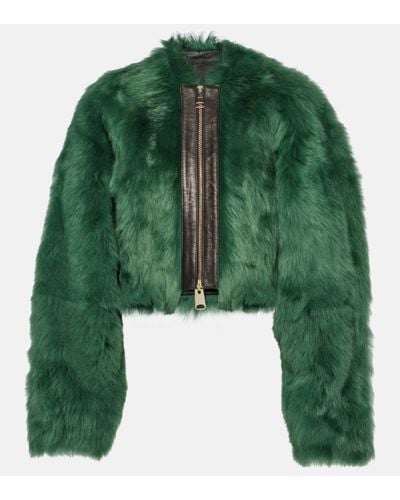 Khaite Gracell Cropped Shearling Jacket - Green