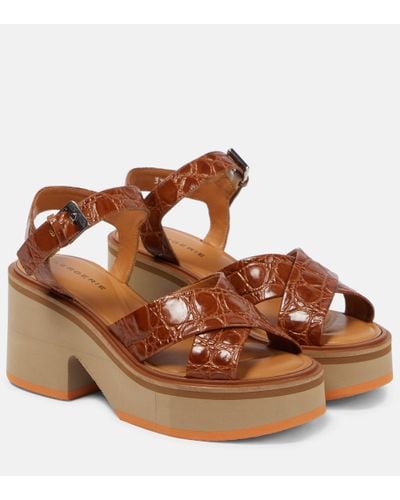 Robert Clergerie Charlic Leather Platform Sandals - Brown