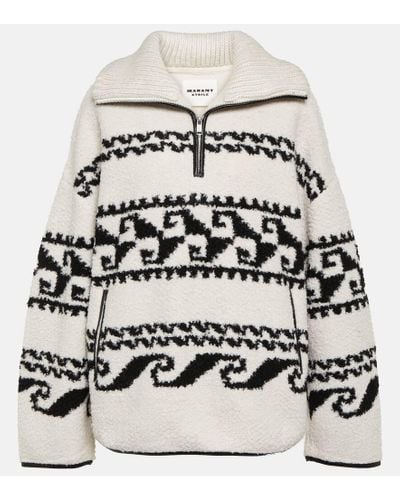 Isabel Marant Marner Printed Fleece Sweater - White
