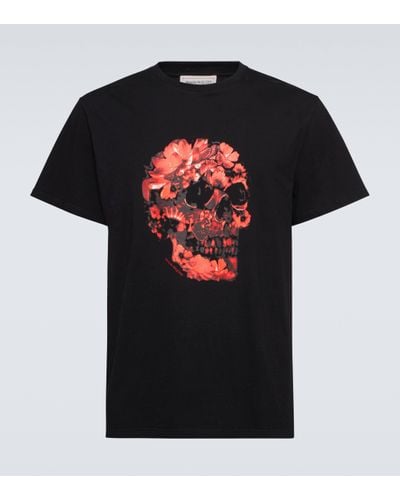 Alexander McQueen Skull Printed Cotton Jersey T-shirt - Black