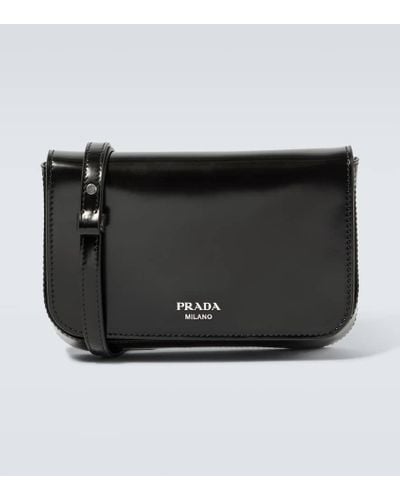 Prada Messenger Bag Mini aus Leder - Schwarz