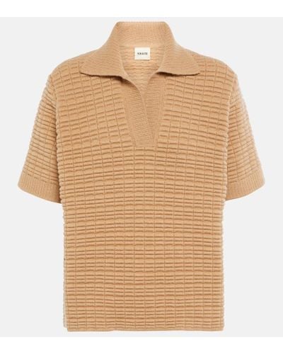 Khaite Vinnie Cashmere Polo Sweater - Natural