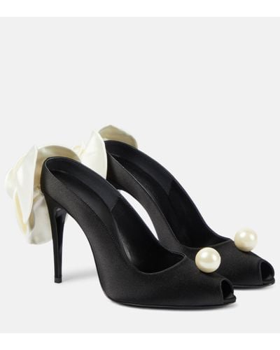 Magda Butrym Embellished Satin Peep-toe Court Shoes - Black