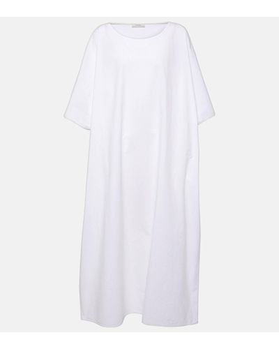 The Row Isora Oversized Cotton Poplin Midi Dress - White