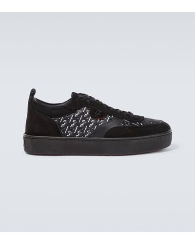 Christian Louboutin Rantulow Orlato Coated Canvas & Suede Trainer - Black
