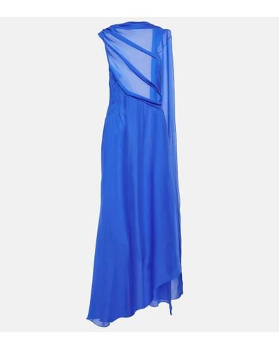 Givenchy Vestido de fiesta asimetrico de saten de seda - Azul