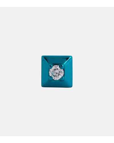 Eera Boucle d'oreille unique Mini Small en or 18 ct et diamant - Bleu