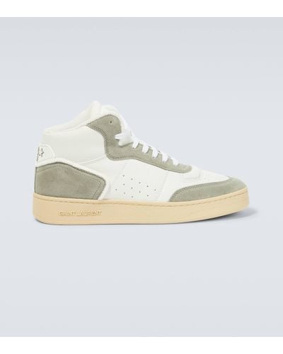 Saint Laurent Sl/80 High-top Leather And Suede Trainers - Metallic