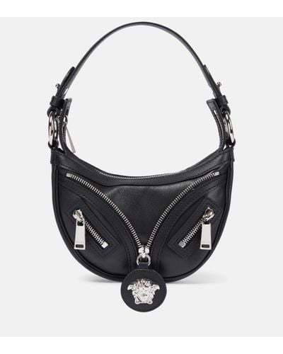Versace Repeat Mini Leather Shoulder Bag - Black
