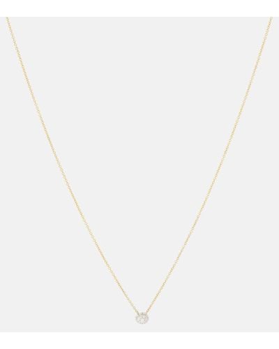 STONE AND STRAND Dainty Mirror Ball 10kt Gold Necklace With Diamonds - White