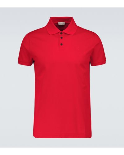 Saint Laurent Cotton Polo Shirt - Red