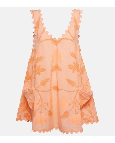 Juliet Dunn Vestido corto floral festoneado - Naranja