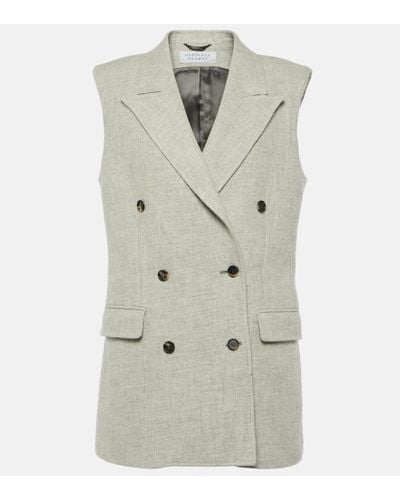 Gabriela Hearst Mayte Double-breasted Cashmere And Linen Vest - White