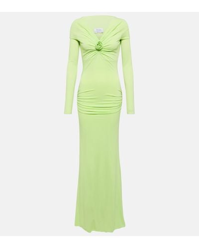 Blumarine Embellished Off-shoulder Gown - Green