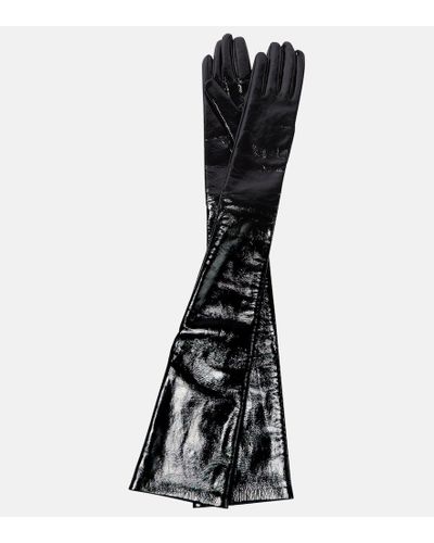 Alexander McQueen Handschuhe aus Lackleder - Schwarz