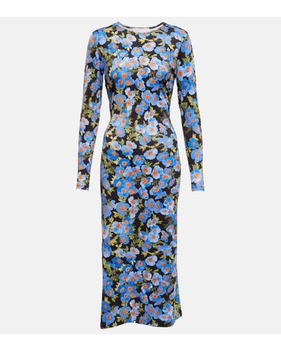 Carolina Herrera Printed Midi Dress - Blue