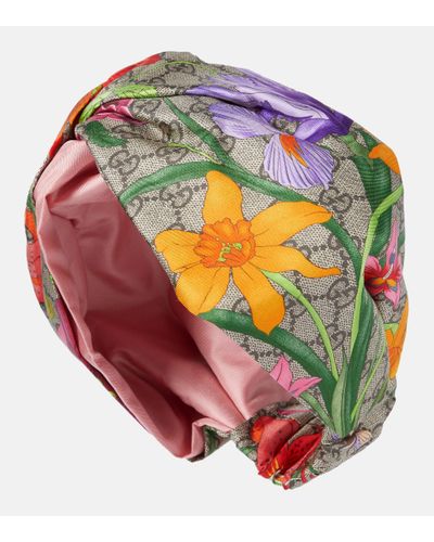 Gucci Diadema de seda con GG Flora - Multicolor