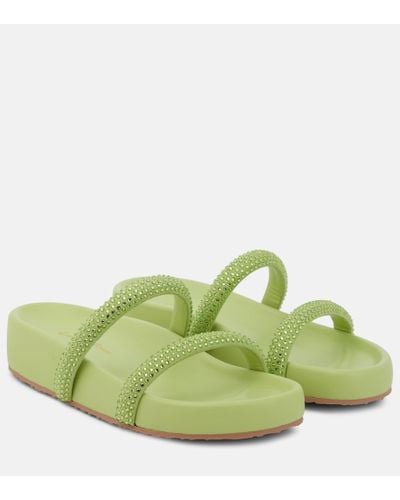 Gianvito Rossi Croisette Embellished Leather Sandals - Green