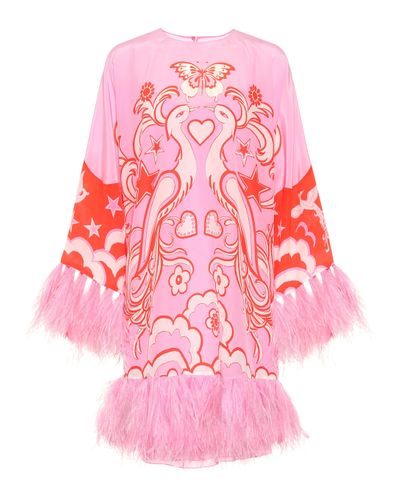 Valentino Kleid mit Federn - Pink