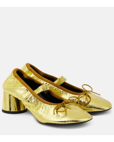 Proenza Schouler Glove Metallic Leather Mary Jane Court Shoes - Yellow