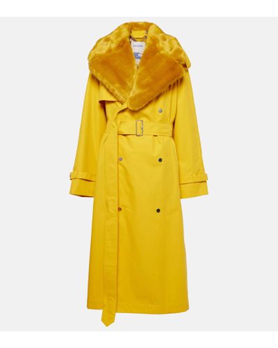 Burberry Kennington Oversized Gabardine Trench Coat - Yellow