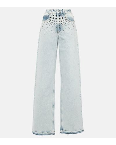 Alessandra Rich Jeans rectos adornados - Azul