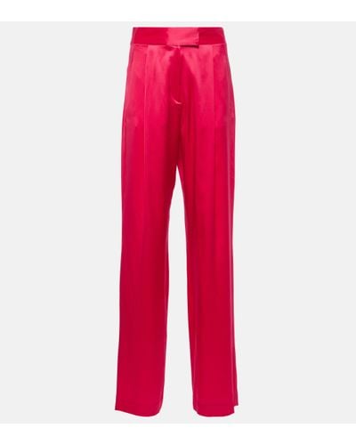The Sei Pantalon ample a taille haute en soie - Rouge