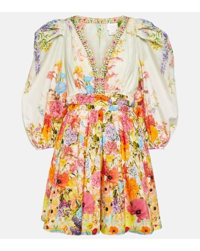 Camilla Sunlight Symphony Cotton And Silk Minidress - Multicolour