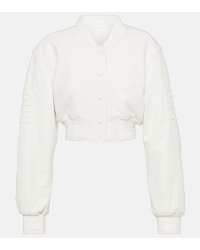 Givenchy Cropped-Bomberjacke aus einem Wollgemisch - Weiß
