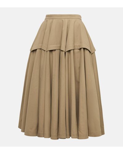 Bottega Veneta Cotton-blend Midi Skirt - Natural