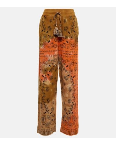 Alanui Bandana Tie-dye Cotton Pique Pants - Orange
