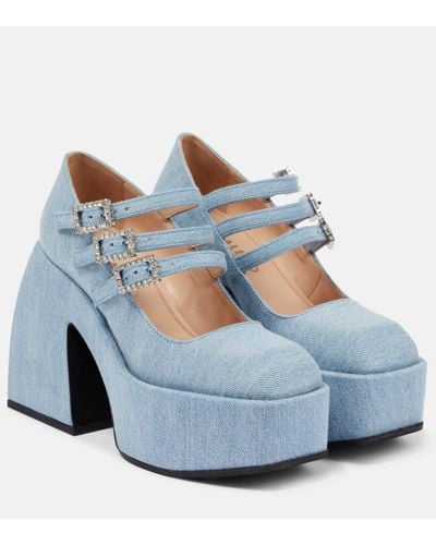 NODALETO Bulla Marietta Denim Platform Court Shoes - Blue