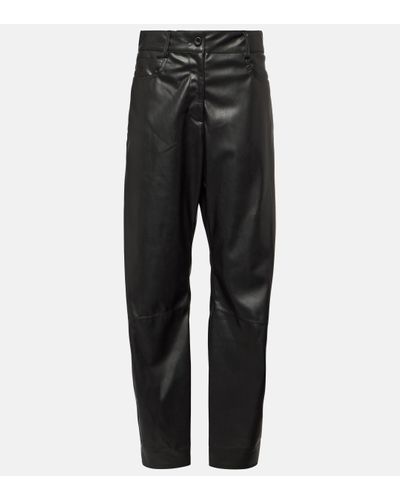 Stella McCartney High-rise Faux Leather Straight Trousers - Black
