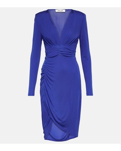 Diane von Furstenberg Magena Gathered Jersey Midi Dress - Blue