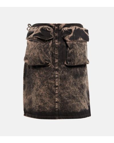 Miu Miu Falda midi en denim - Gris