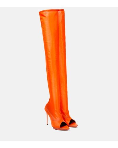 Victoria Beckham Leather-trimmed Over-the-knee Boots - Red