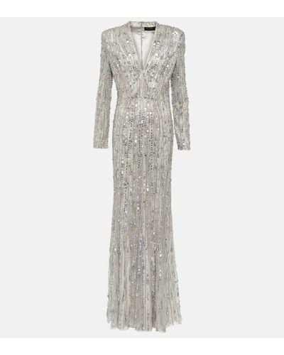 Jenny Packham Vivien Embellished Gown - Gray
