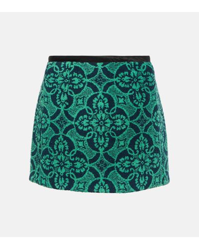 Marine Serre Jacquard High-rise Cotton Miniskirt - Green
