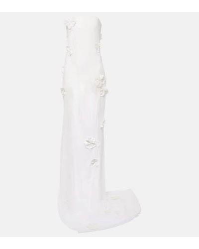 Jacquemus Embroidered Silk-blend Mousseline Maxi Dress - White